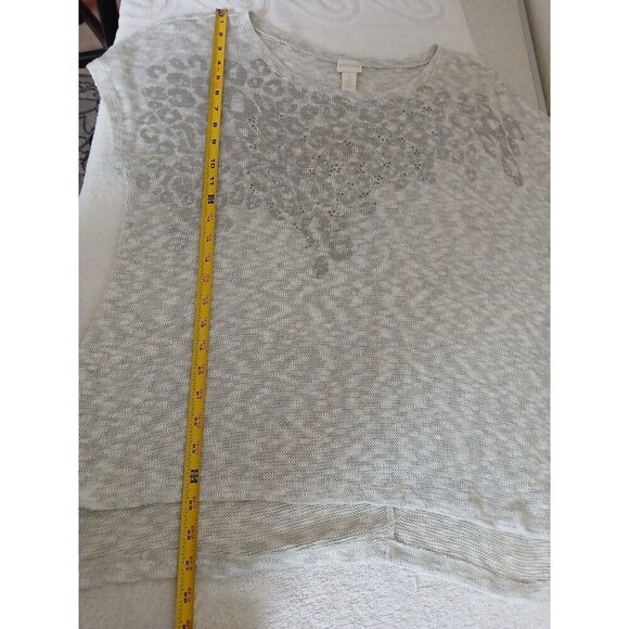 Chico's Womens Sweater Leopard Terrain Hailie High Low Top size 3 (XL ) - Picture 8 of 14